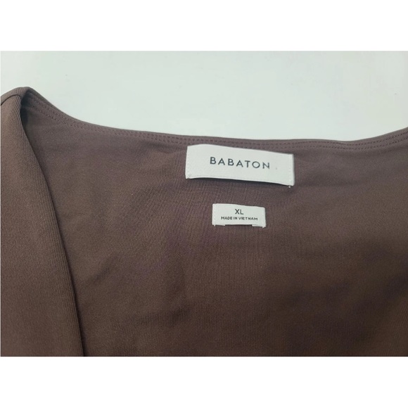 Babaton Contour V Neck Plunging Thong Bodysuit Short Sleeve Size XL Brow… - Picture 3 of 7